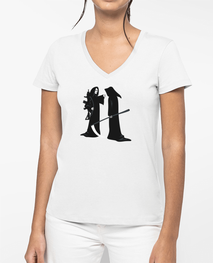 T-shirt écoresponsable col V femme Out of date por flyingmouse365
