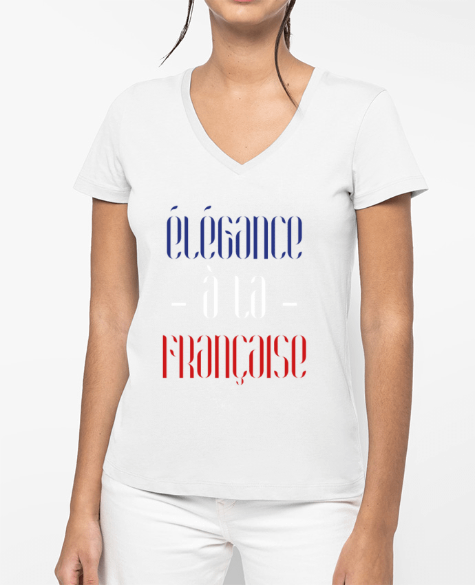 T-shirt femme col V Elégance à la française par tunetoo