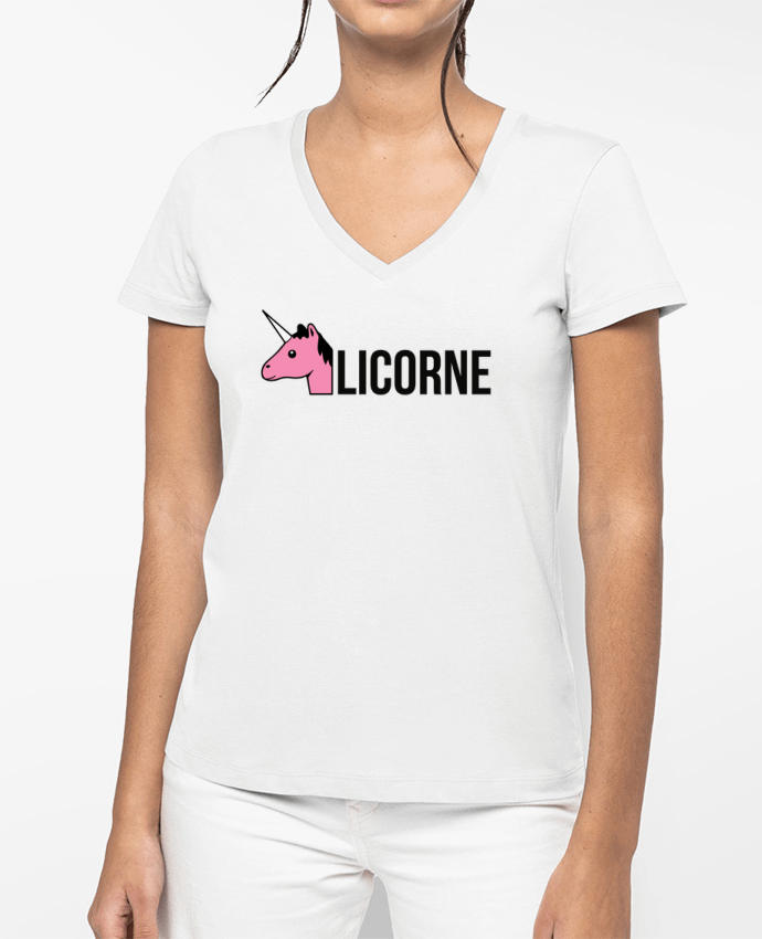 T-shirt femme col V Licorne par tunetoo
