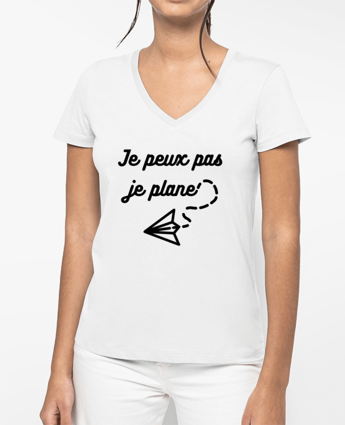 T-shirt femme col V Je peux pas je plane par tunetoo