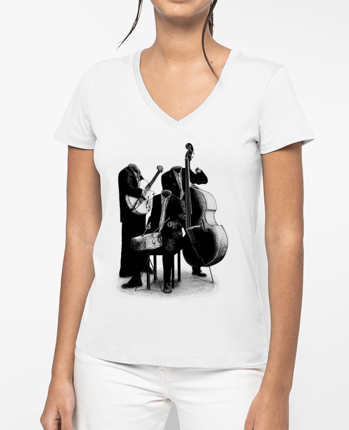 T-shirt femme col V Les invisibles par Florent Bodart