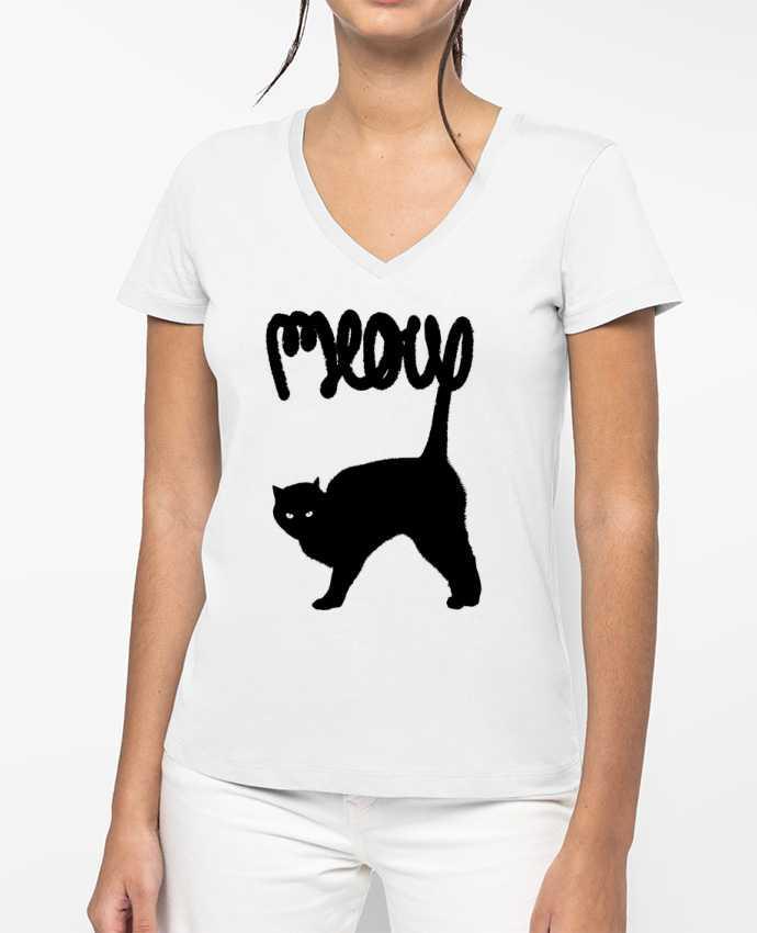 T-shirt femme col V Meow par Florent Bodart