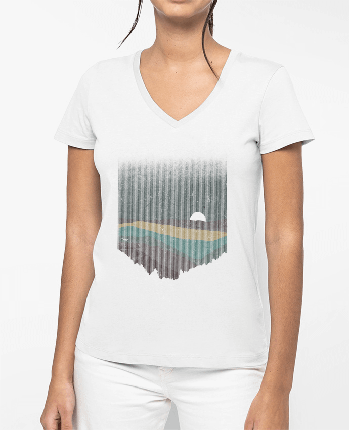 T-shirt femme col V Moonrise Color par Florent Bodart