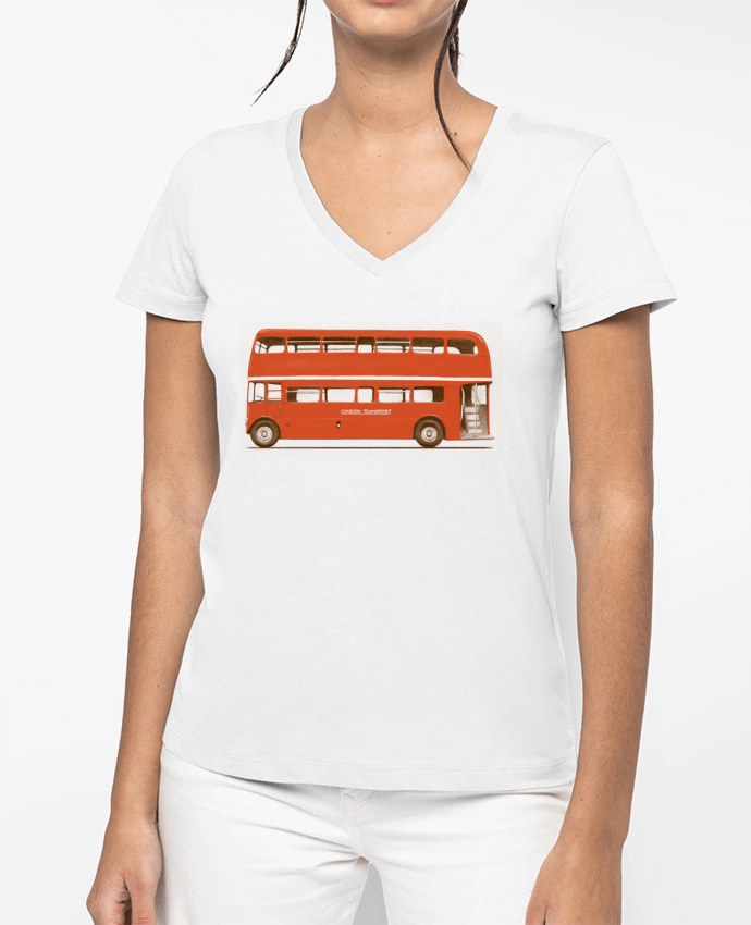T-shirt femme col V Red London Bus par Florent Bodart