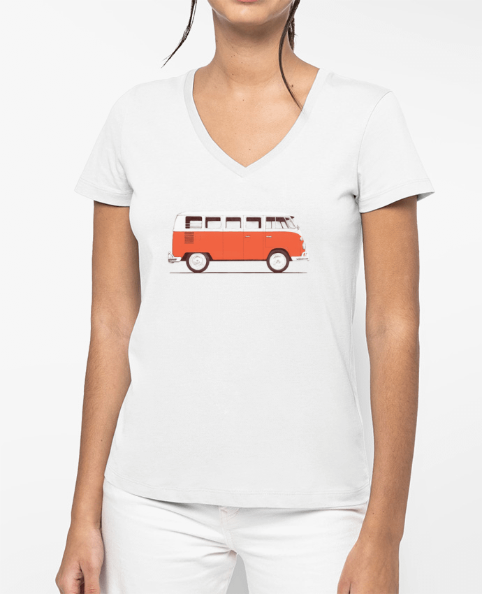 T-shirt femme col V Red Van par Florent Bodart