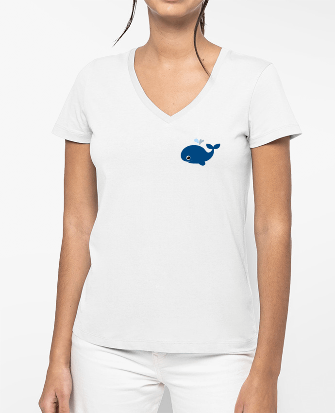T-shirt femme col V Baleine coeur par WBang