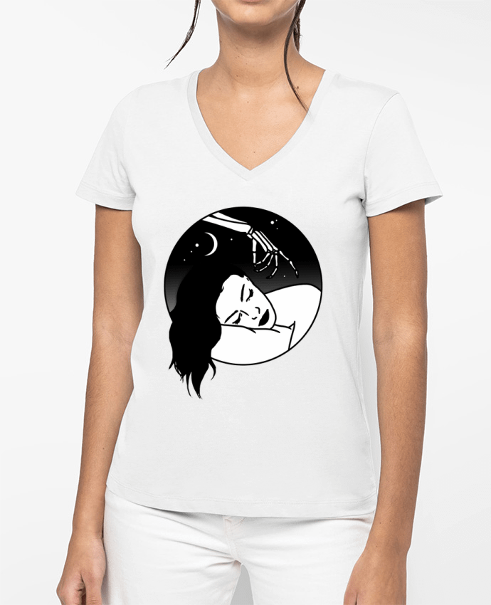 T-shirt femme col V Cauchemar par tattooanshort