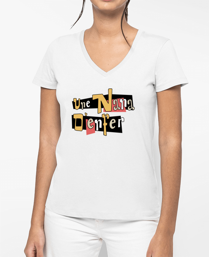 T-shirt femme col V Une nana d'enfer par tunetoo