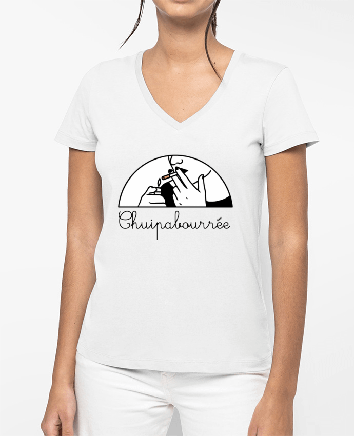 T-shirt femme col V Chuipabourrée par tattooanshort