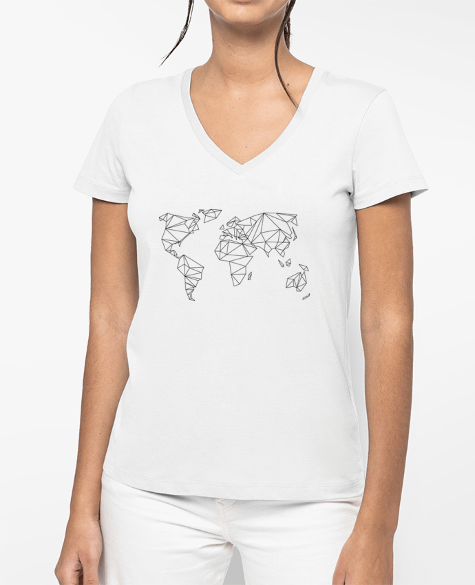 T-shirt écoresponsable col V femme Geometrical World by na.hili