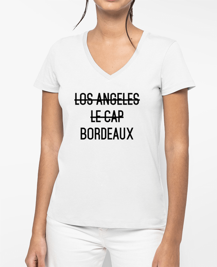 T-shirt femme col V 1er Bordeaux par tunetoo