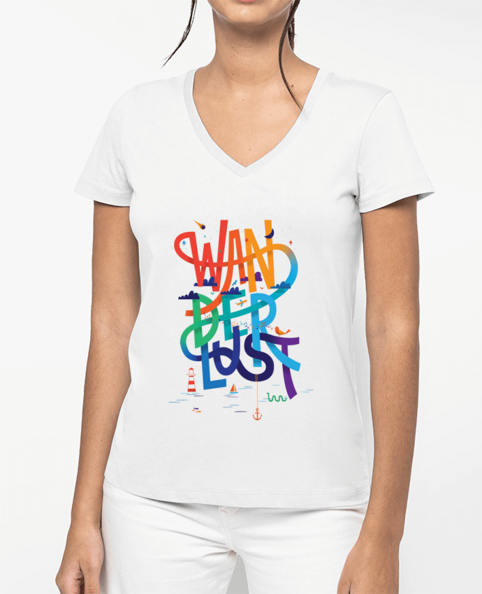 T-shirt femme col V WanderLust par 