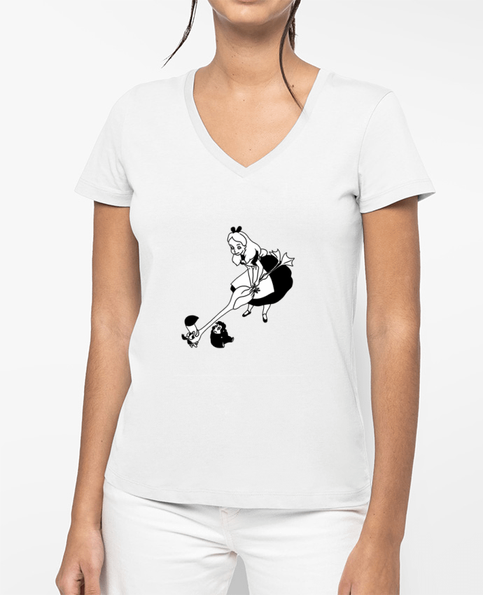 T-shirt femme col V Alice par tattooanshort