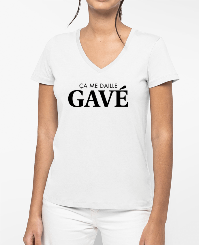 T-shirt femme col V ça me daille gavé par tunetoo