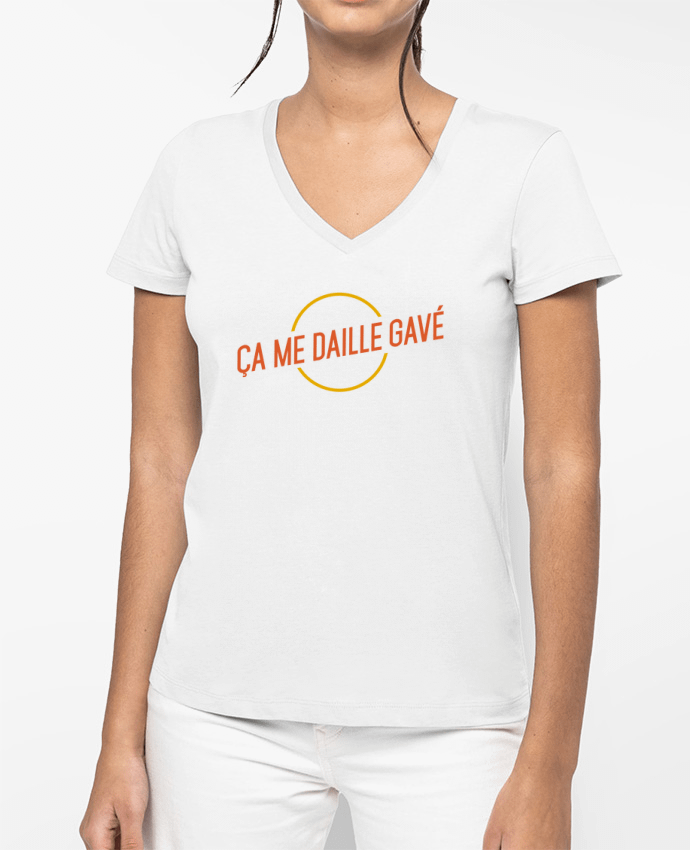 T-shirt femme col V ça me daille gavé cercle par tunetoo