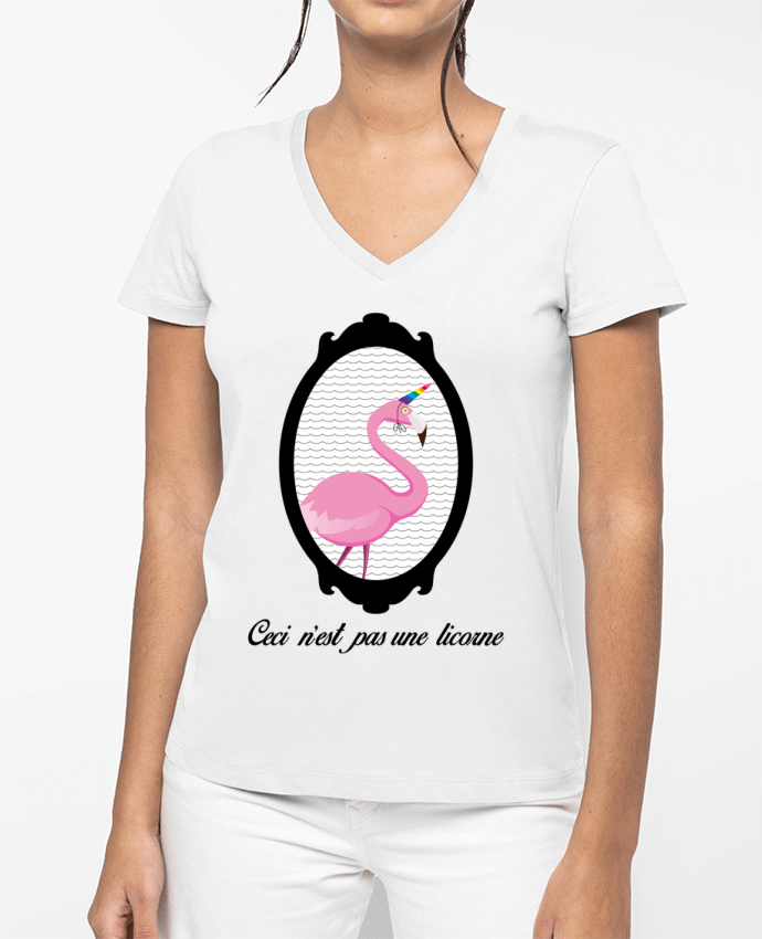 T-shirt femme col V ceci n'est pas une licorne par MimiVonCracra