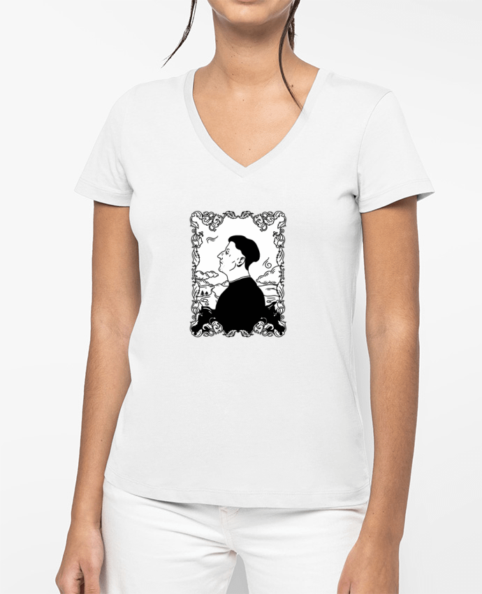 T-shirt femme col V Godefroy de montmirail par tattooanshort