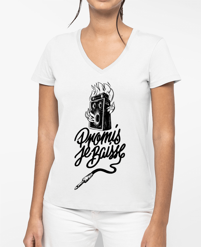 T-shirt femme col V Promis je baisse par Promis