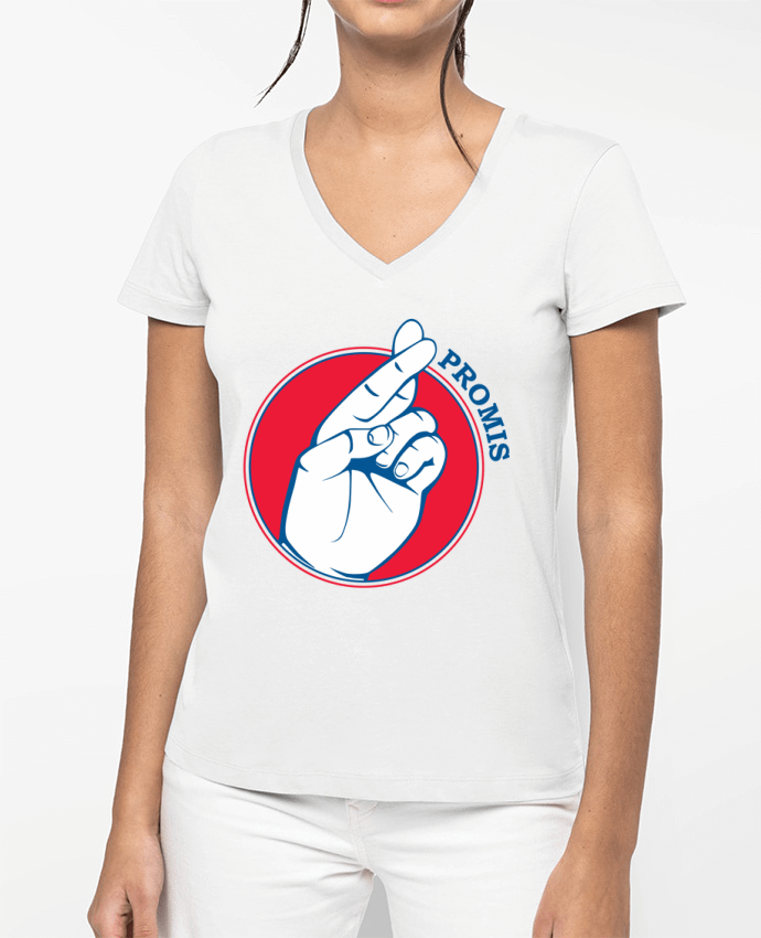 T-shirt femme col V Promis Rouge par Promis