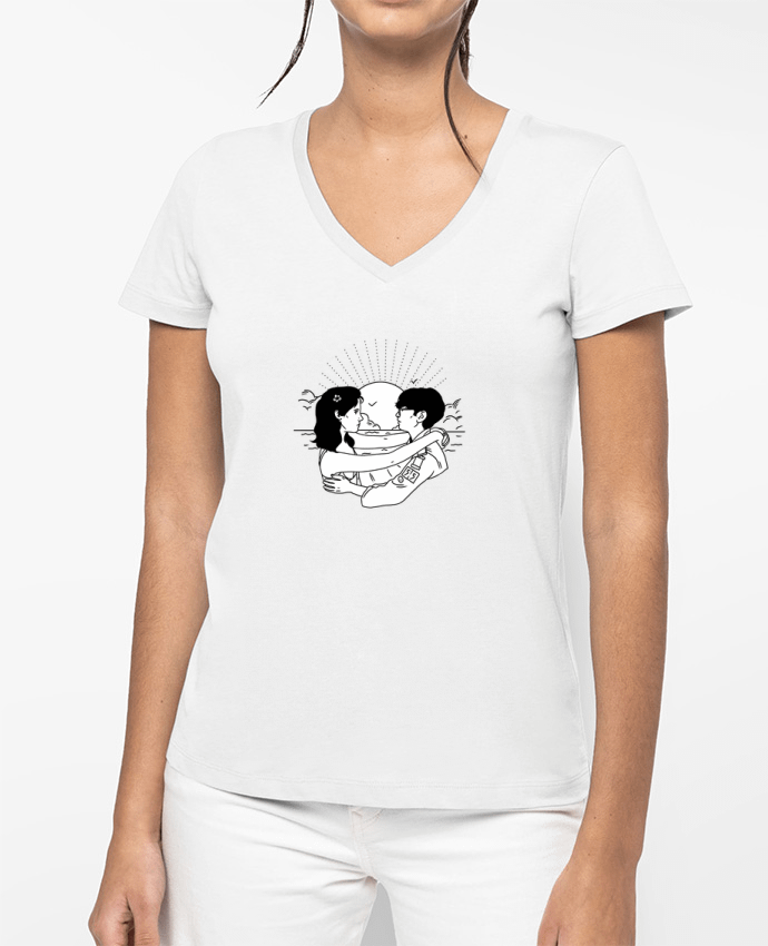 T-shirt femme col V Moonrise Kingdom par tattooanshort