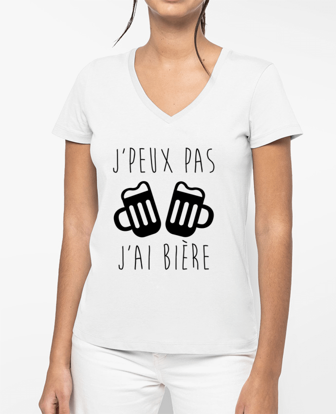 T-shirt femme col V J'peux pas j'ai bière par Benichan