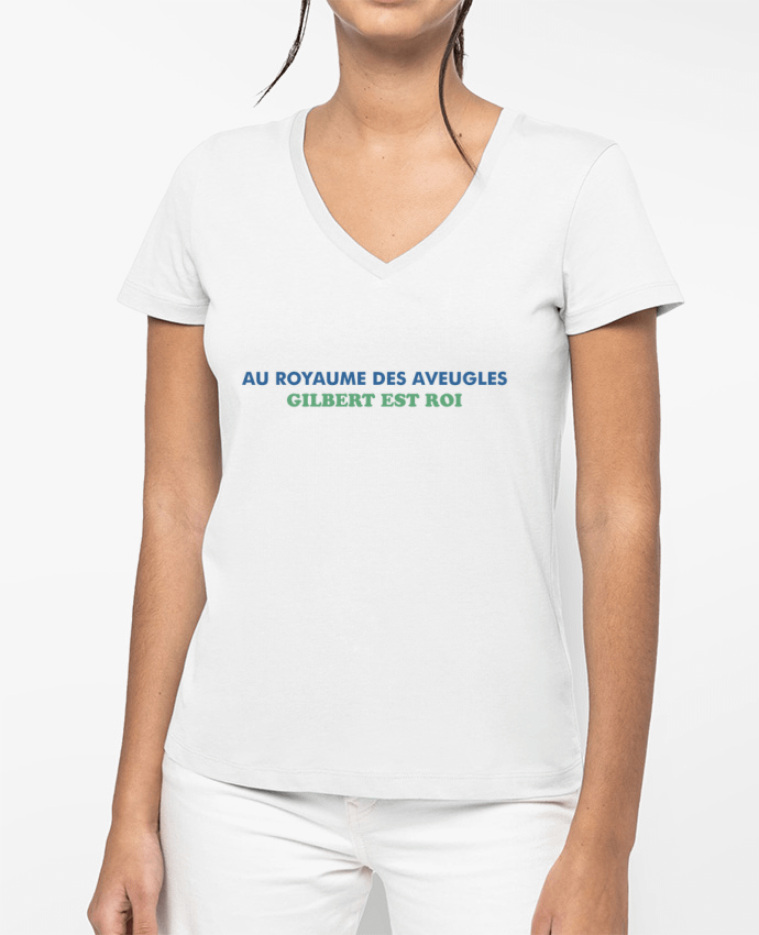 T-shirt femme col V Au royaume des aveugles par tunetoo