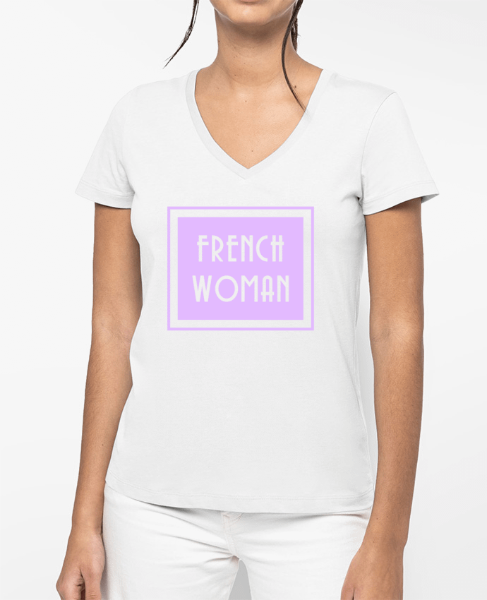 T-shirt femme col V French woman par tunetoo