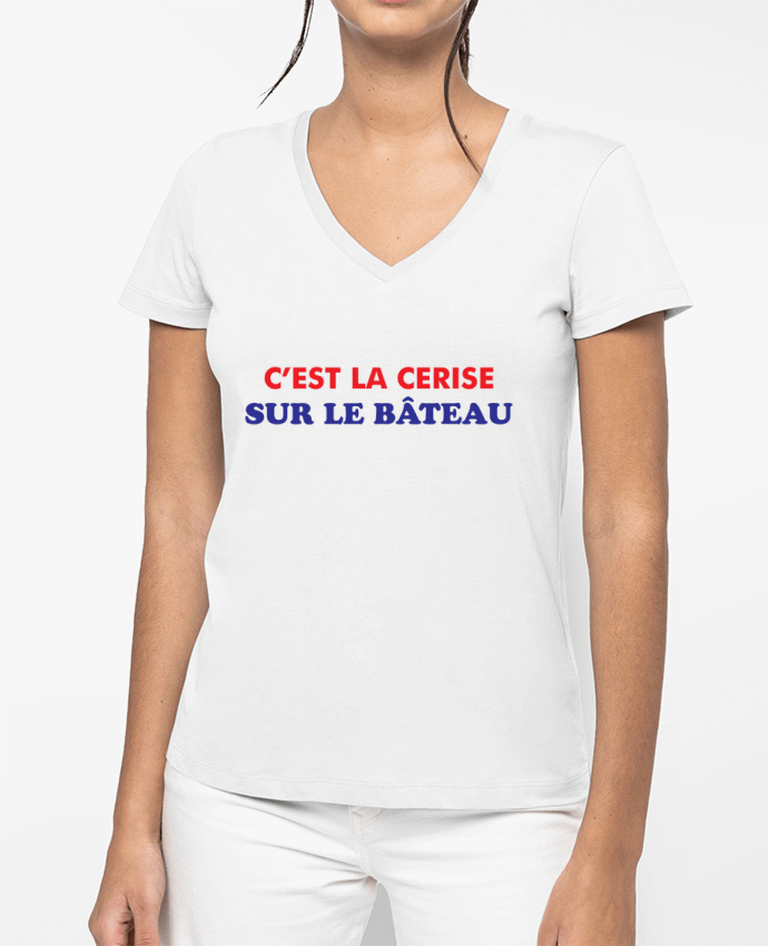 T-shirt femme col V C'est la cerise sur le bâteau par tunetoo