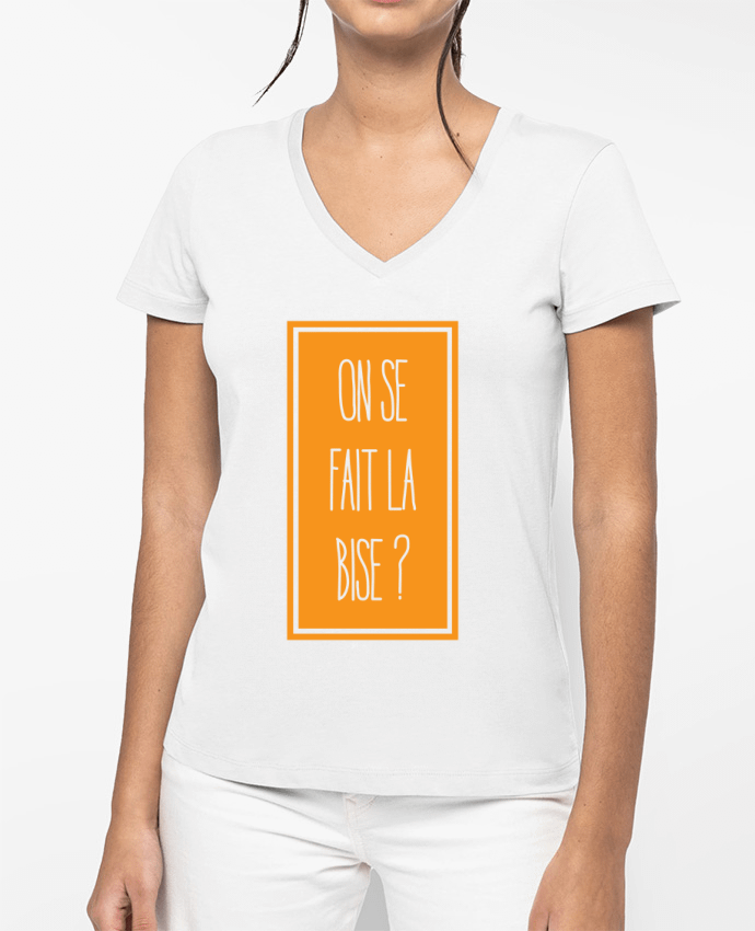 T-shirt femme col V On se fait la bise ? par tunetoo