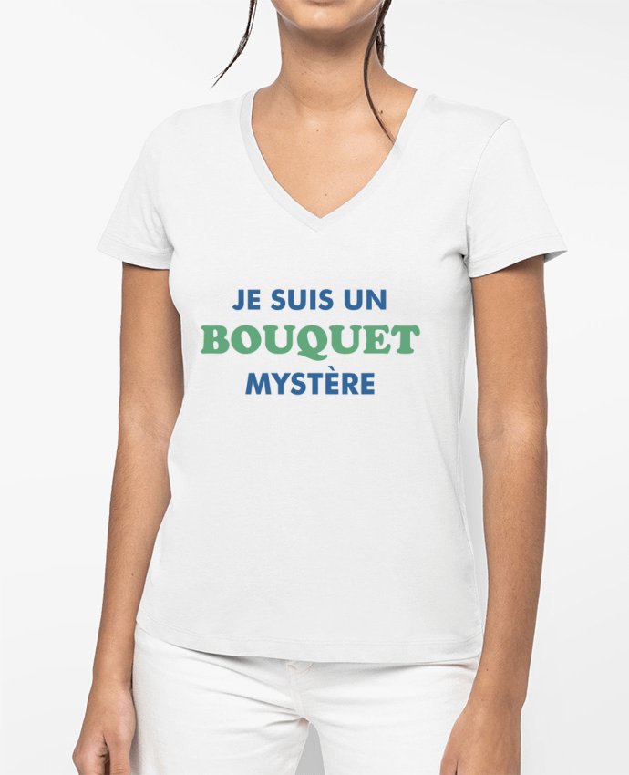 T-shirt femme col V Je suis un bouquet mystère par tunetoo