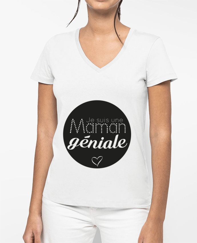 T-shirt femme col V Maman géniale par IDÉ'IN