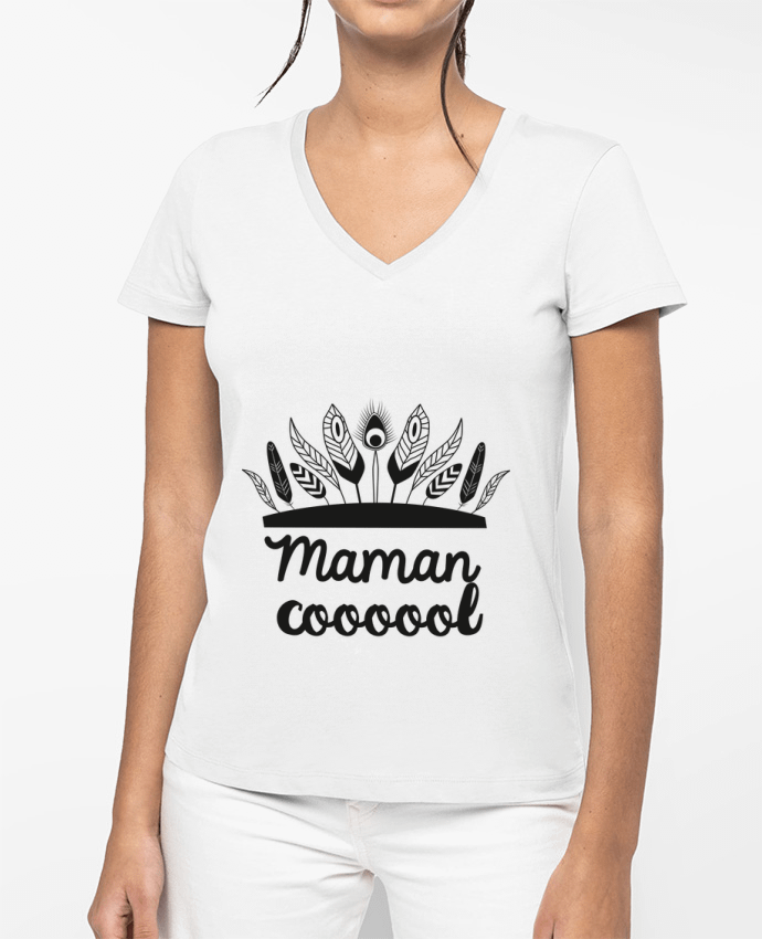 T-shirt femme col V Maman Cool par IDÉ'IN