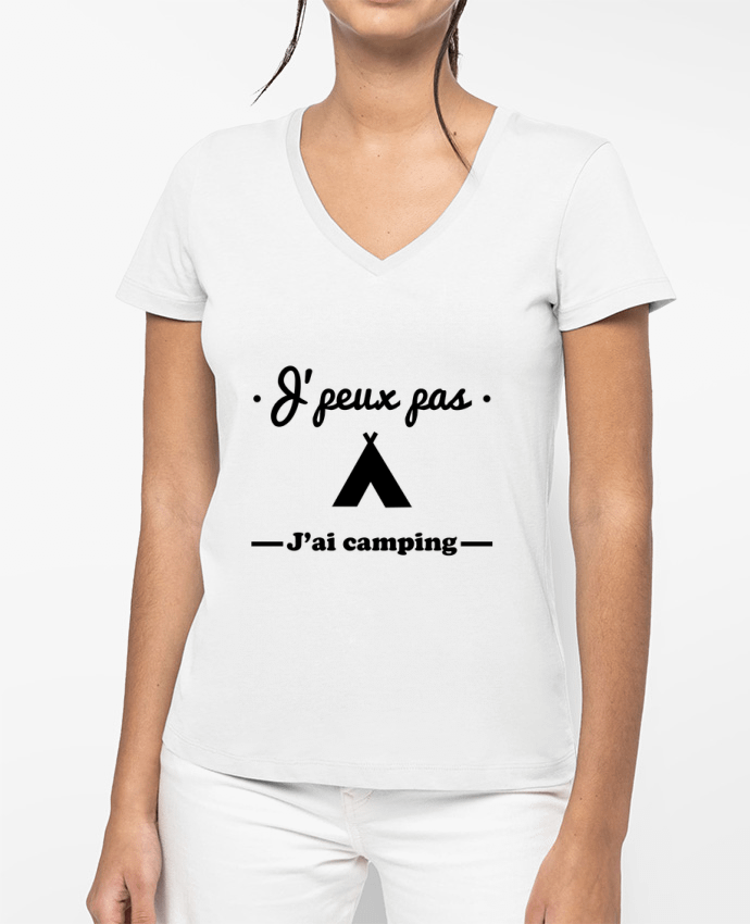 T-shirt femme col V J'peux pas j'ai camping par Benichan