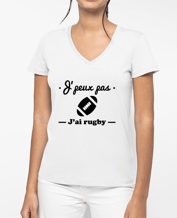 T-shirt femme col V J'peux pas j'ai rugby par Benichan