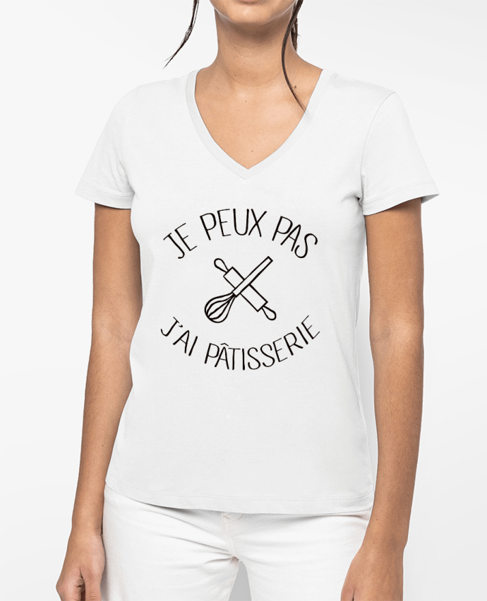 T-shirt femme col V Je peux pas j'ai pâtisserie par Freeyourshirt.com