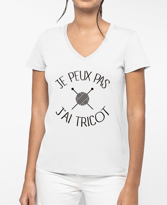 T-shirt femme col V Je peux pas j'ai tricot par Freeyourshirt.com
