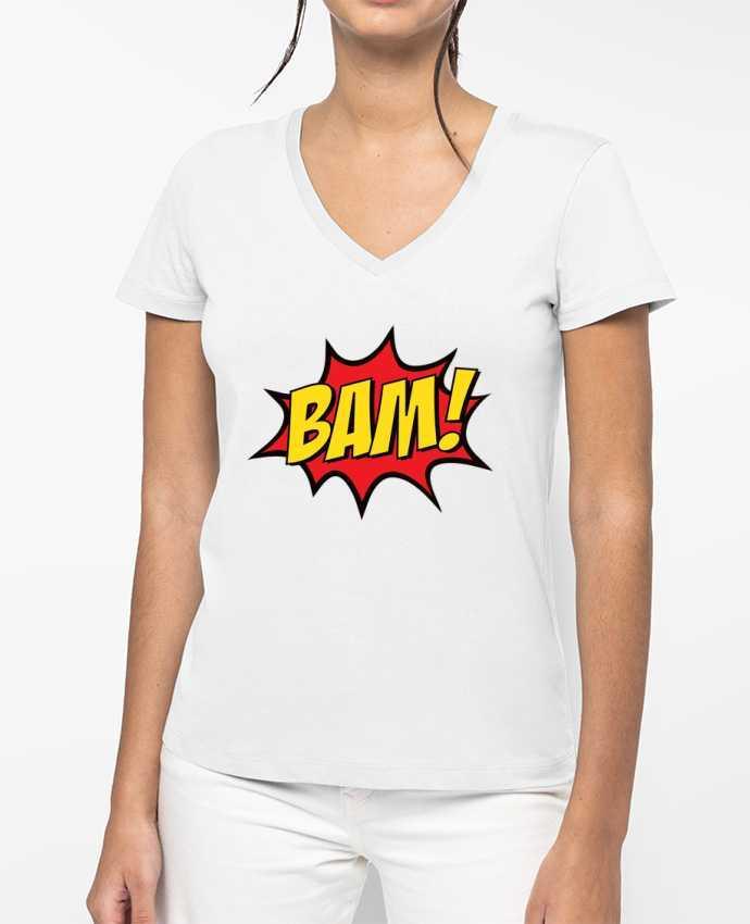 T-shirt femme col V BAM ! par Freeyourshirt.com