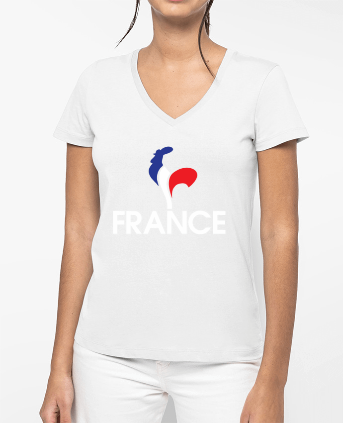 T-shirt femme col V France et Coq par Freeyourshirt.com