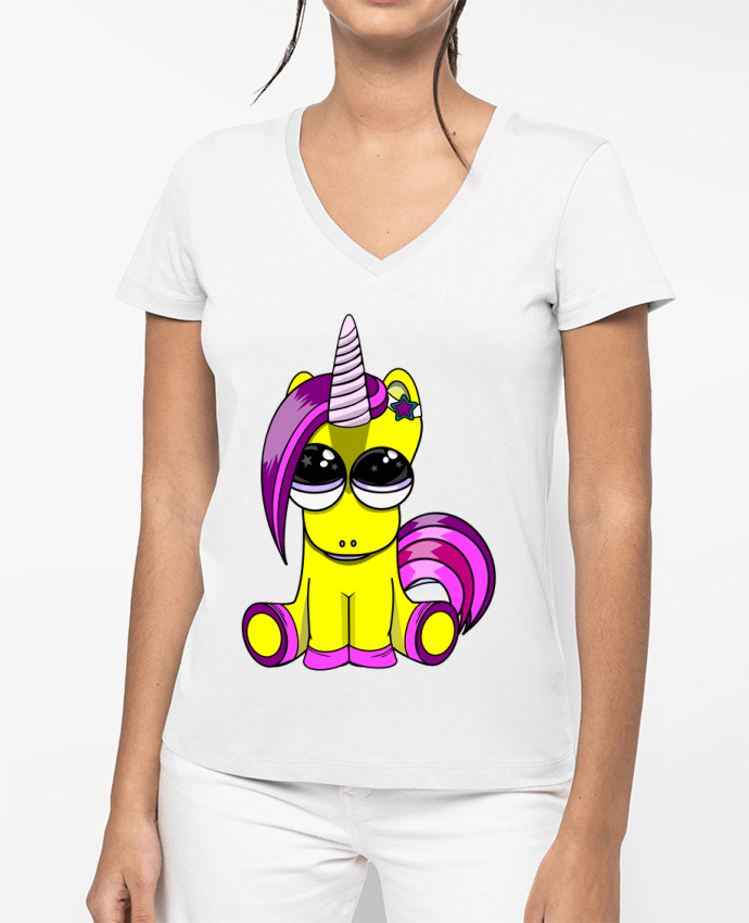 T-shirt femme col V bébé licorne par SG LXXXIII