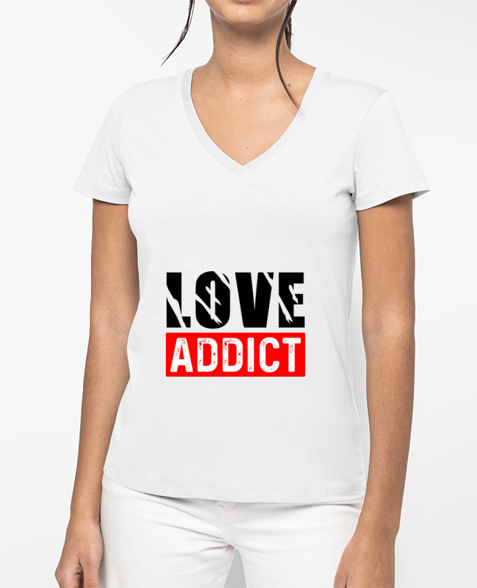 T-shirt femme col V Love Addict par Sole Tshirt