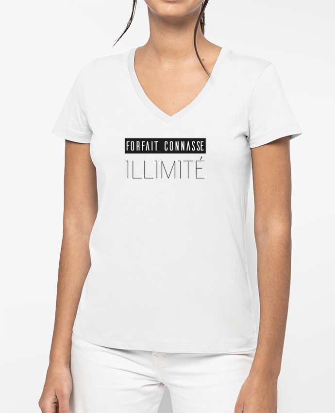 T-shirt femme col V Forfait connasse illimité par tunetoo
