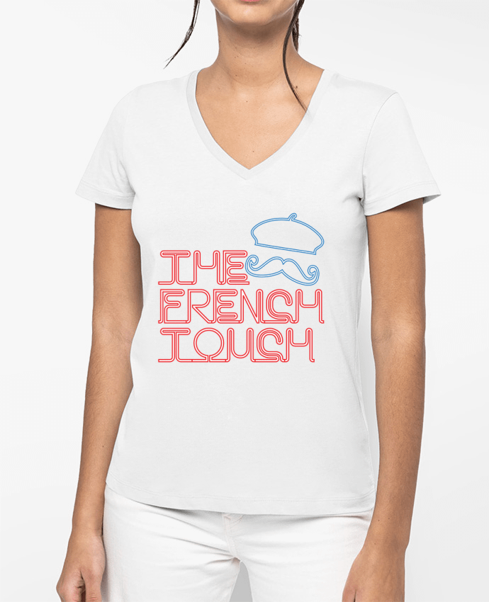 T-shirt femme col V The French Touch par Freeyourshirt.com