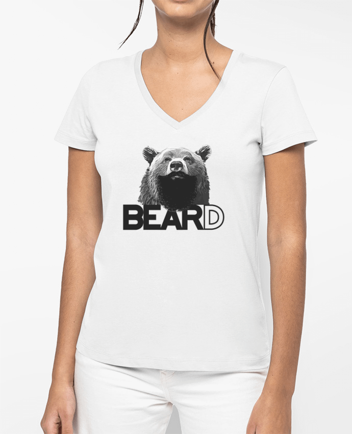 T-shirt femme col V Ours barbu - BearD par justsayin