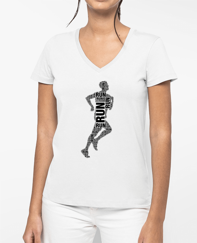 T-shirt femme col V Silhouette running par justsayin