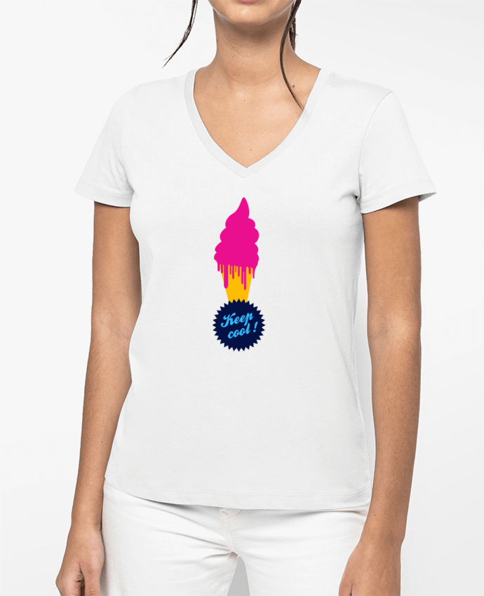 T-shirt femme col V Ice cream Keep cool par justsayin