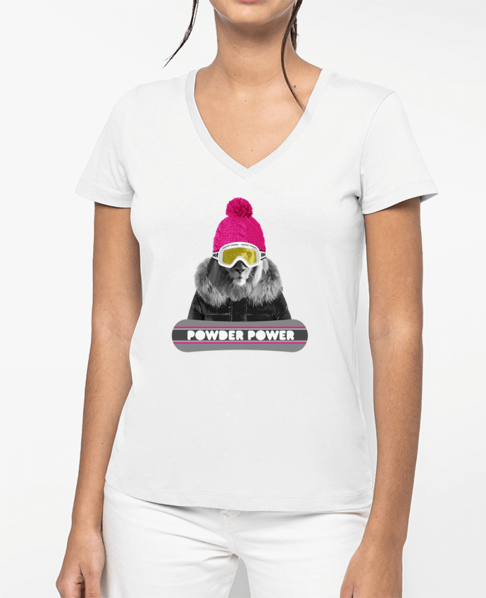 T-shirt femme col V Lion snowboard par justsayin