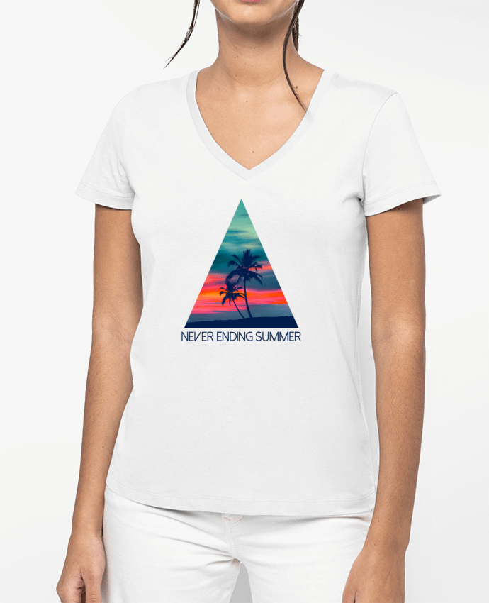 T-shirt femme col V Never ending summer par justsayin