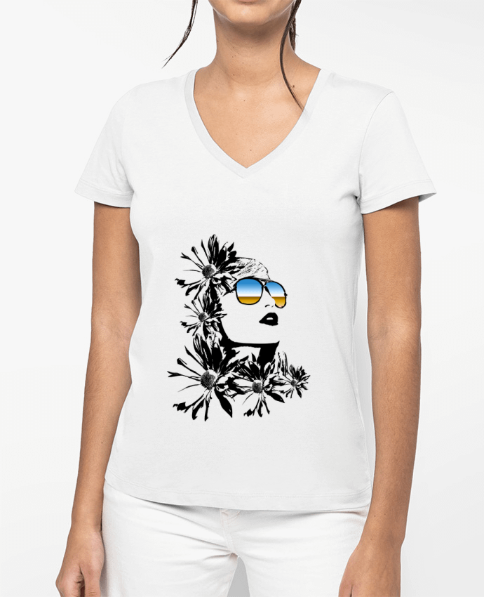 T-shirt écoresponsable col V femme women by Graff4Art