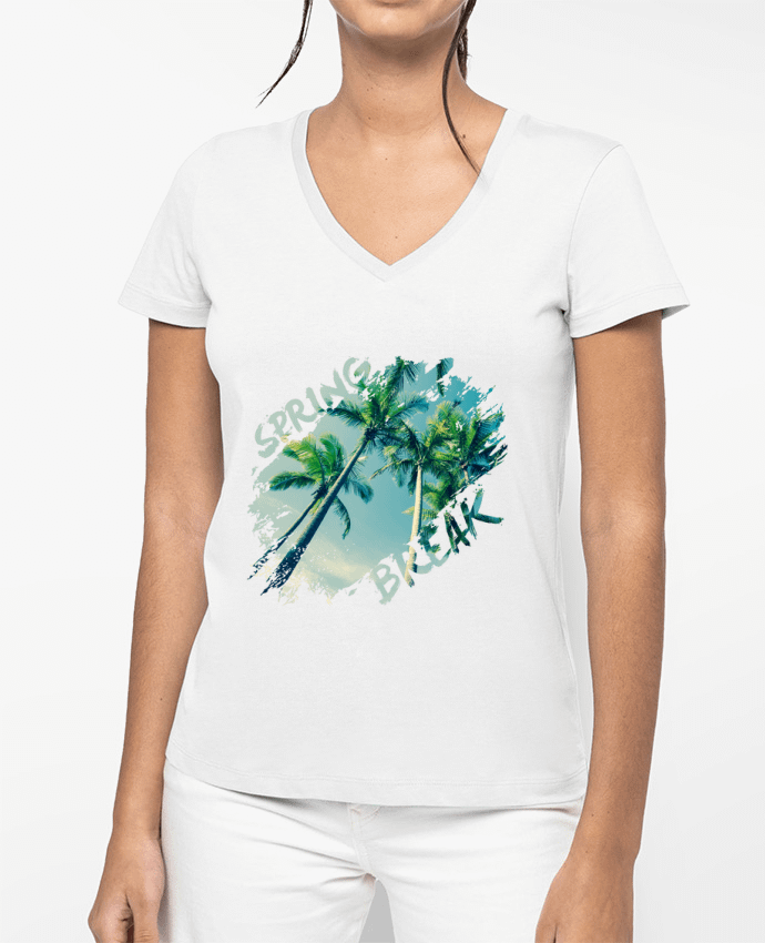 T-shirt femme col V Spring Break par Romain