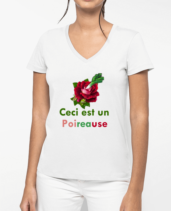 T-shirt femme col V Poireause par Y E S